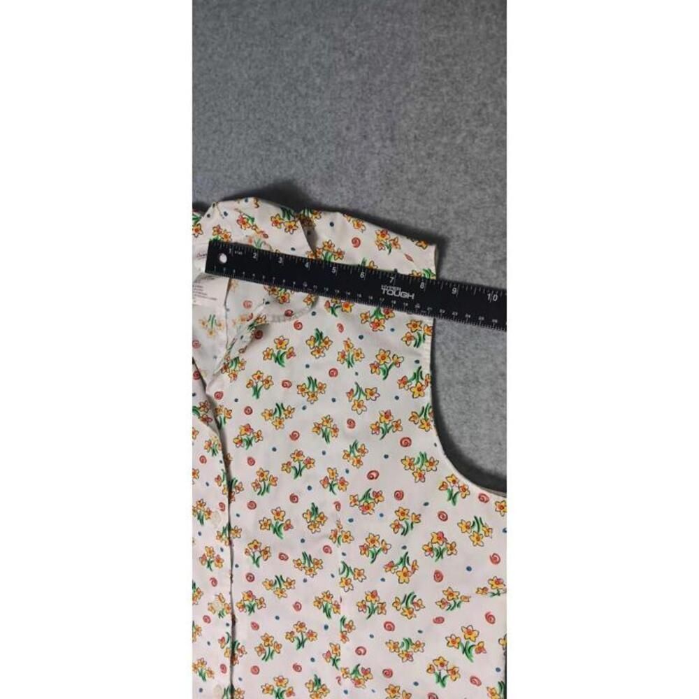 Bobbie Brooks Sleeveless Button Up Blouse Womens Size XL White Floral And Swirls - Picture 10 of 11